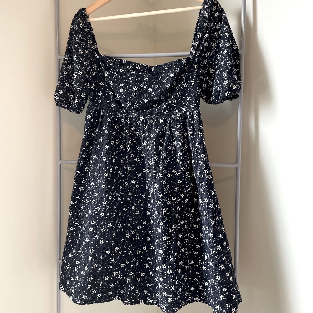 Anthropologie square neck puff sleeve dress
